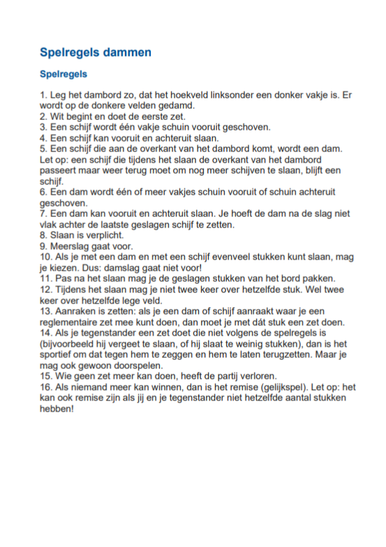 Spelregels Dammen